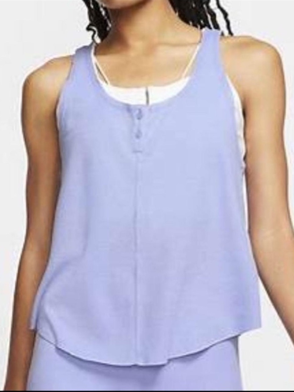 Nike Yoga Dri-FIT Waffle Knit Henley Tank Top - Oxygen Purple - Size Large